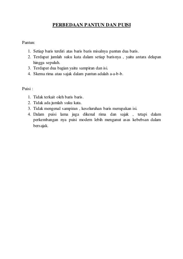 Apa Perbedaan Puisi Dan Pantun Ajudan Soal