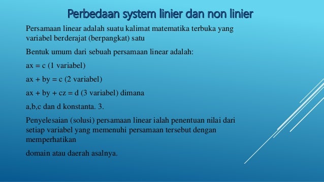 Perbedaan Sistem Linier Dan Non Linier 1