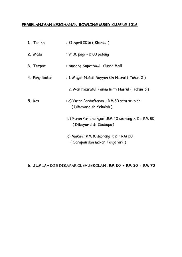 Surat Makluman Pertandingan Mssd