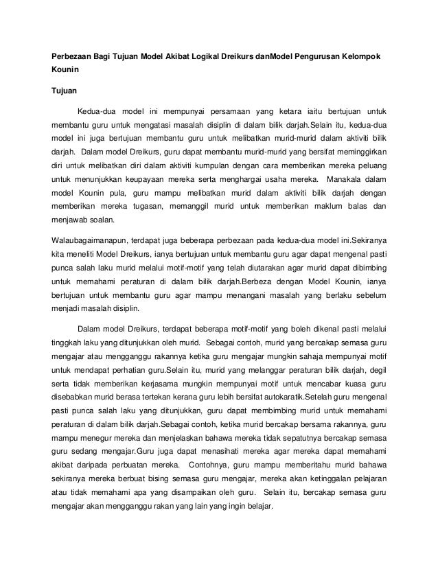 Perbezaan Model Disiplin Dreikurs Dan Kounin