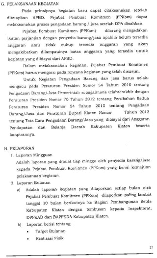Perbup no 42 th 2013 ttg petunjuk pelaks kegiatan di kab klaten