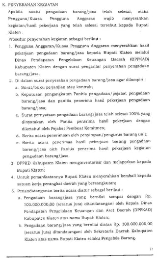 Perbup no 42 th 2013 ttg petunjuk pelaks kegiatan di kab klaten