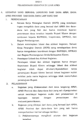 Perbup no 42 th 2013 ttg petunjuk pelaks kegiatan di kab klaten