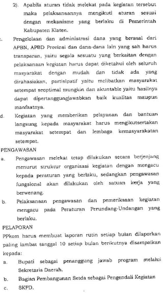 Perbup no 42 th 2013 ttg petunjuk pelaks kegiatan di kab klaten