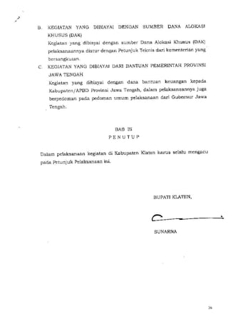 Perbup no 42 th 2013 ttg petunjuk pelaks kegiatan di kab klaten