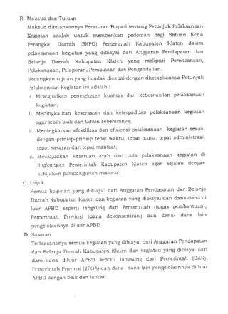 Perbup no 42 th 2013 ttg petunjuk pelaks kegiatan di kab klaten