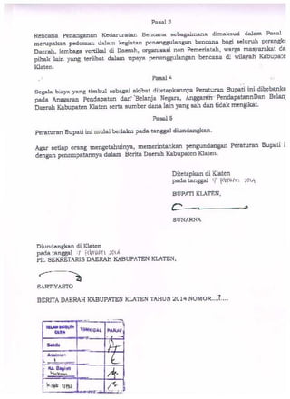 Perbup nomor 7 tahun 2014