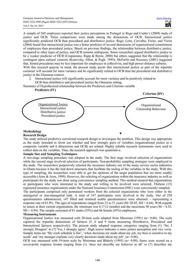 Perceived organizational justice and employees’ organizational citizenship behaviour in ghana