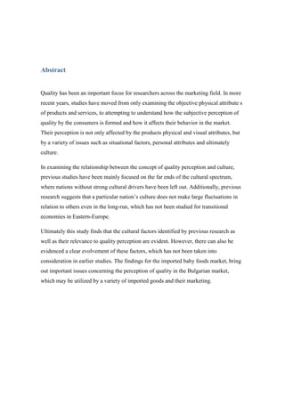 Quality Performance Abstract Perceived quality | PDF