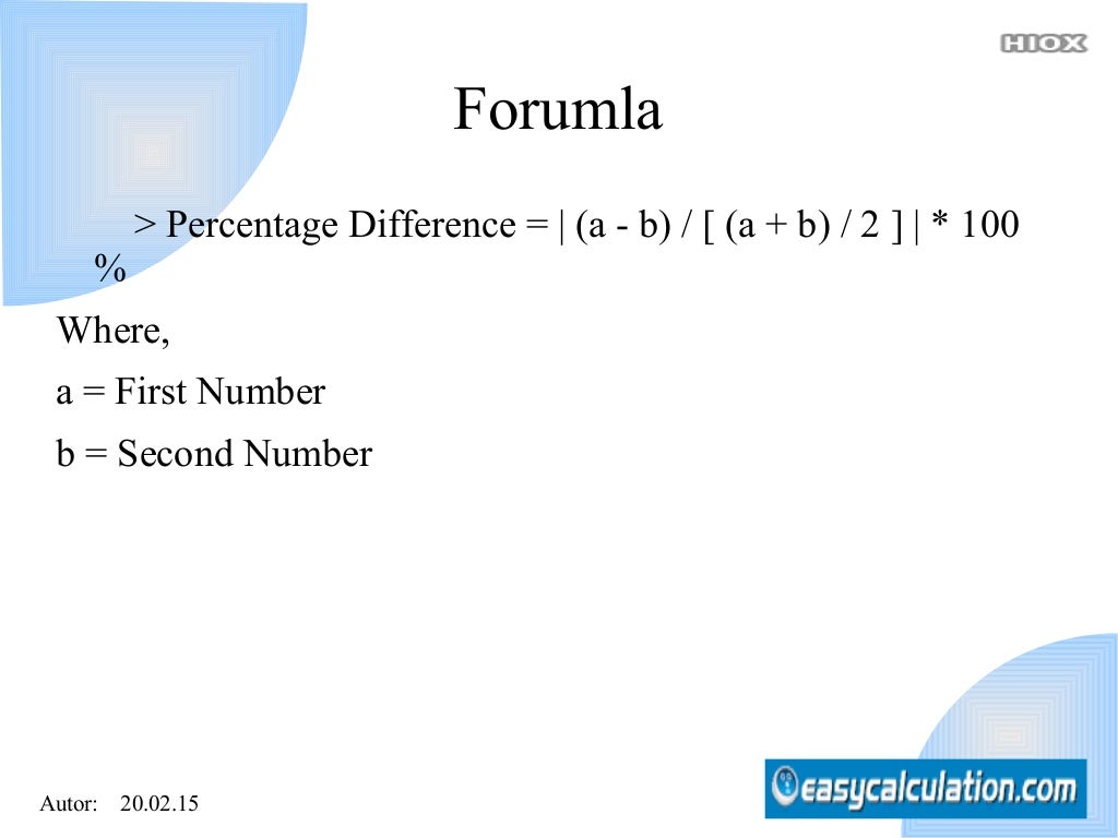 Percentage difference calculator