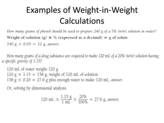 Examples of Weight-in-Weight
Calculations
 