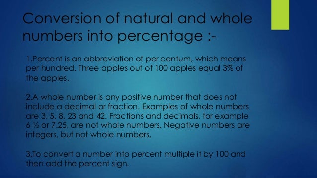 How do you convert a whole number to a percentage?