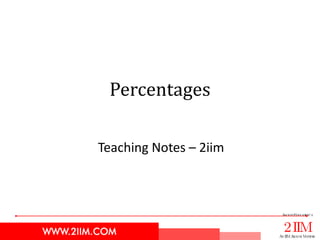 Percentages Teaching Notes – 2iim  