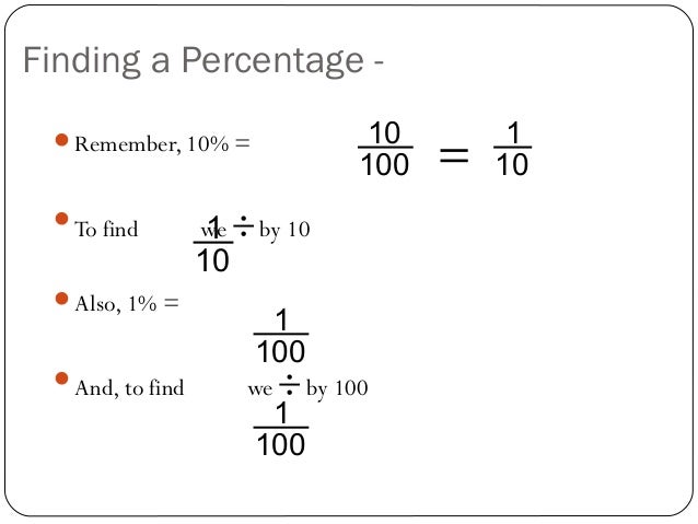 figuring out percentages of a number