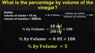 Percent by Volume (Solve problems involving the percentage by volume of ...