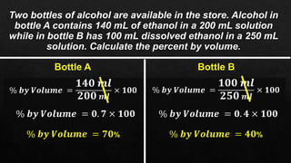 Percent by Volume (Solve problems involving the percentage by volume of ...