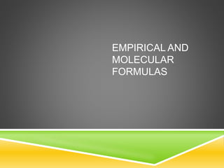 EMPIRICAL AND
MOLECULAR
FORMULAS
 
