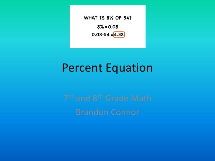 Percent Equation Percent Equation