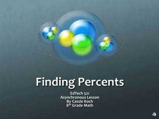 Finding Percents EdTech 521 Asynchronous Lesson By Cassie Koch 8th Grade Math 