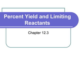 Percent Yield and Limiting
Reactants
Chapter 12.3
 