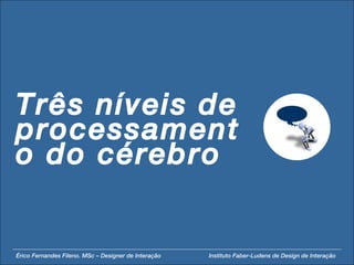 Três níveis de processamento do cérebro Érico Fernandes Fileno. MSc – Designer de Interação  Instituto Faber-Ludens de Design de Interação 