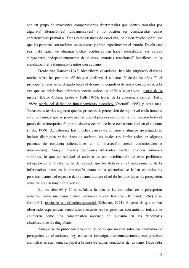 Percepción sensorial en el autismo y síndrome de asperger Percepción sensorial en el autismo y síndrome de asperger