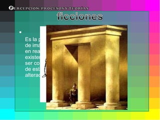 Es la percepción de imágenes que en realidad no existen. Suelen ser consecuencia de estados de alteración mental.  