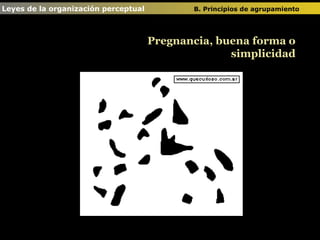 Leyes de la organización perceptual  B. Principios de agrupamiento   Pregnancia, buena forma o simplicidad 