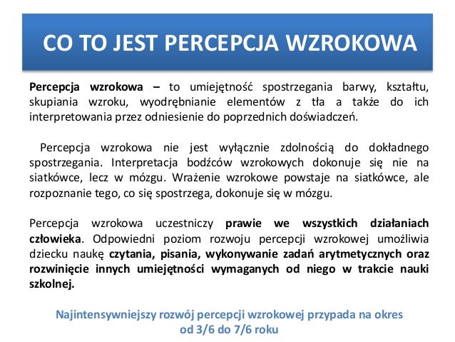 Percepcja Co To Znaczy Percepcja wzrokowa