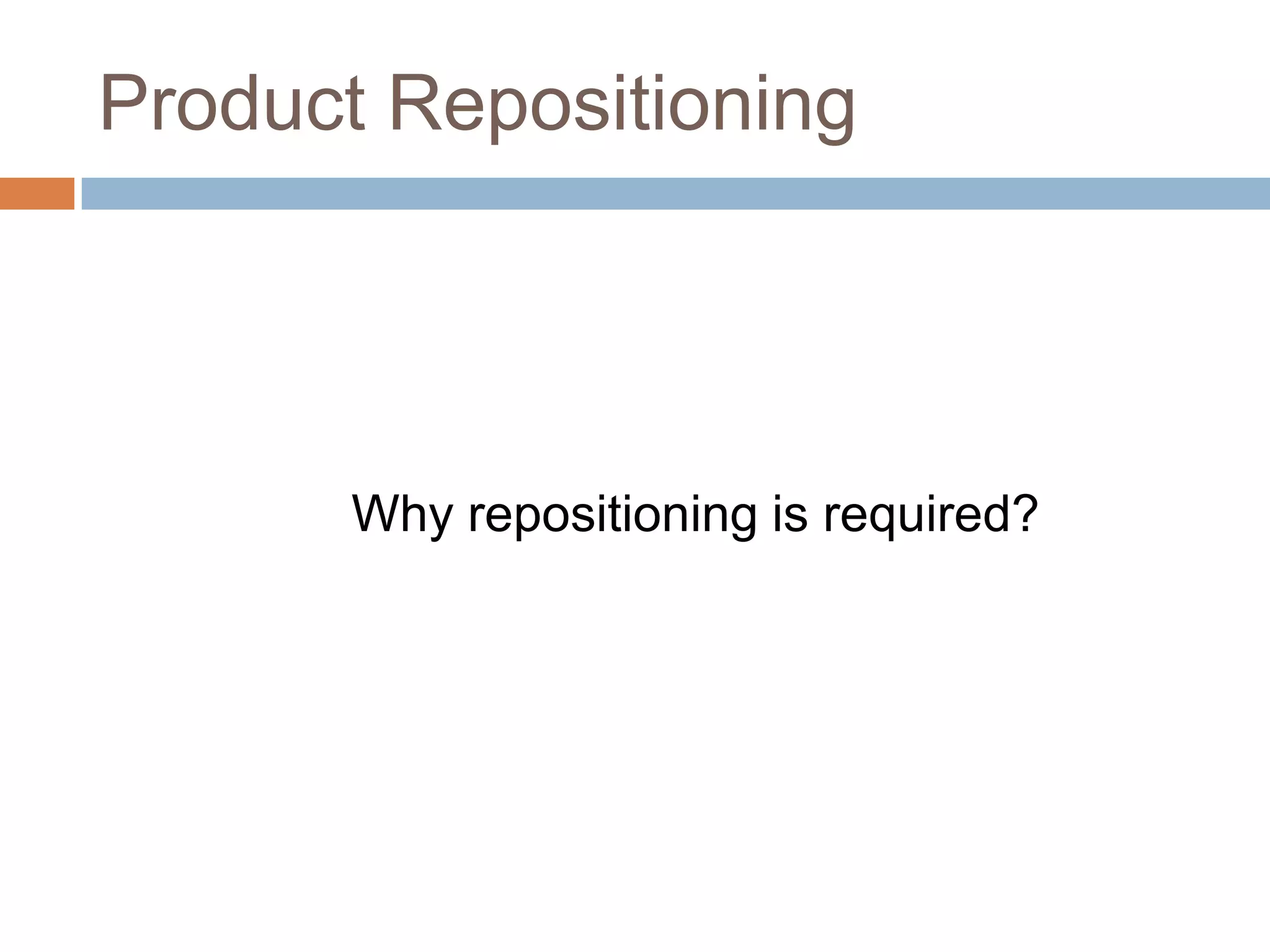 Product Repositioning




       Why repositioning is required?
 