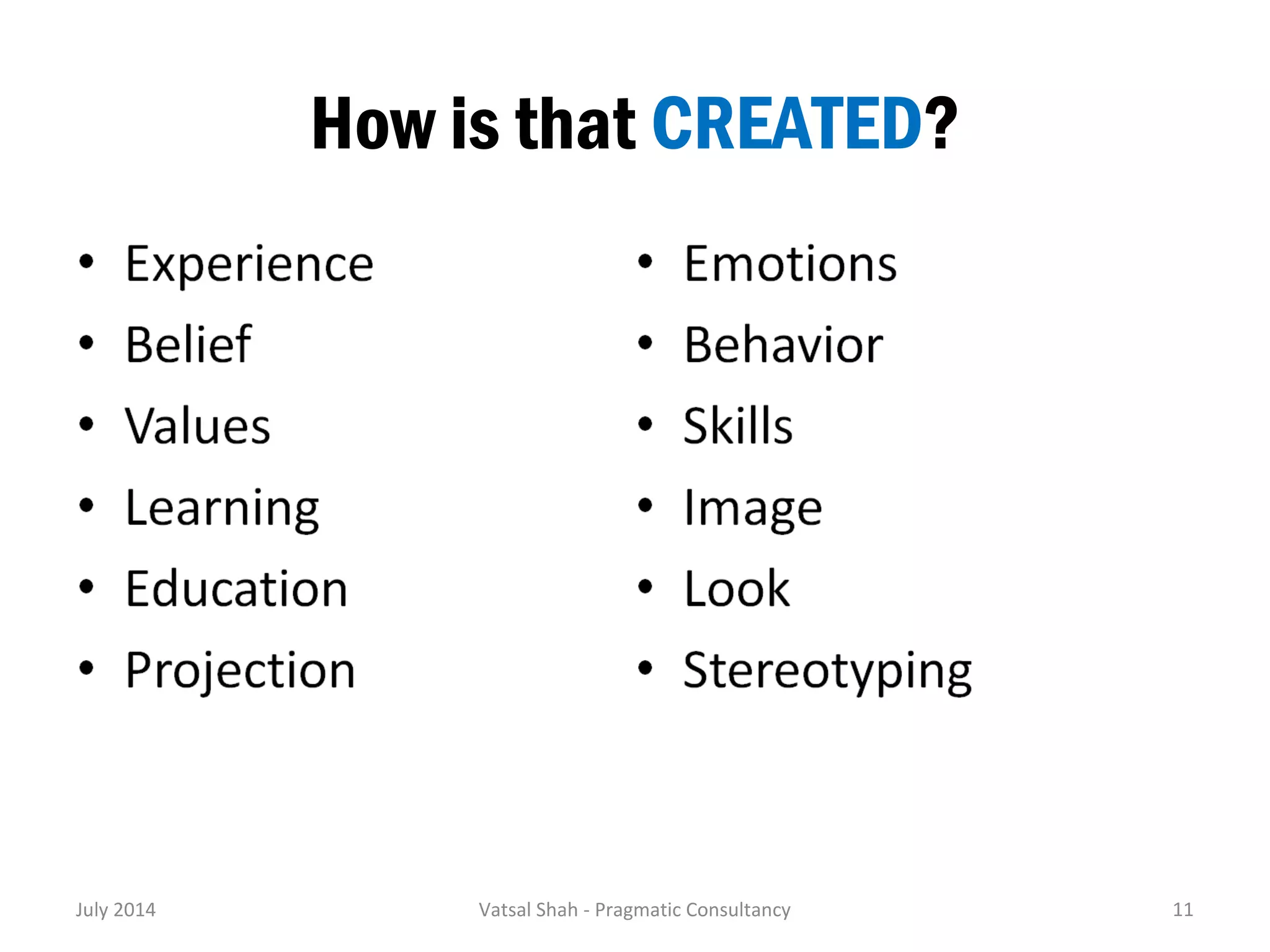 How is that CREATED? 
July 2014 Vatsal Shah - Pragmatic Consultancy 11 
 