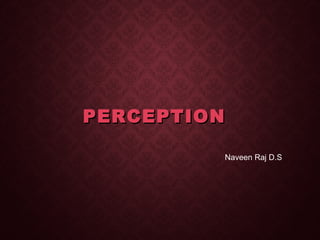 PERCEPTIONPERCEPTION
Naveen Raj D.S
 