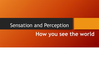Sensation and Perception
How you see the world
 