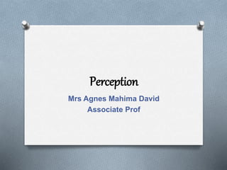 Perception
Mrs Agnes Mahima David
Associate Prof
 