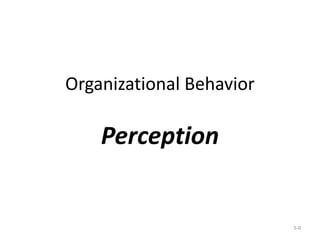 Organizational Behavior
Perception
5-0
 
