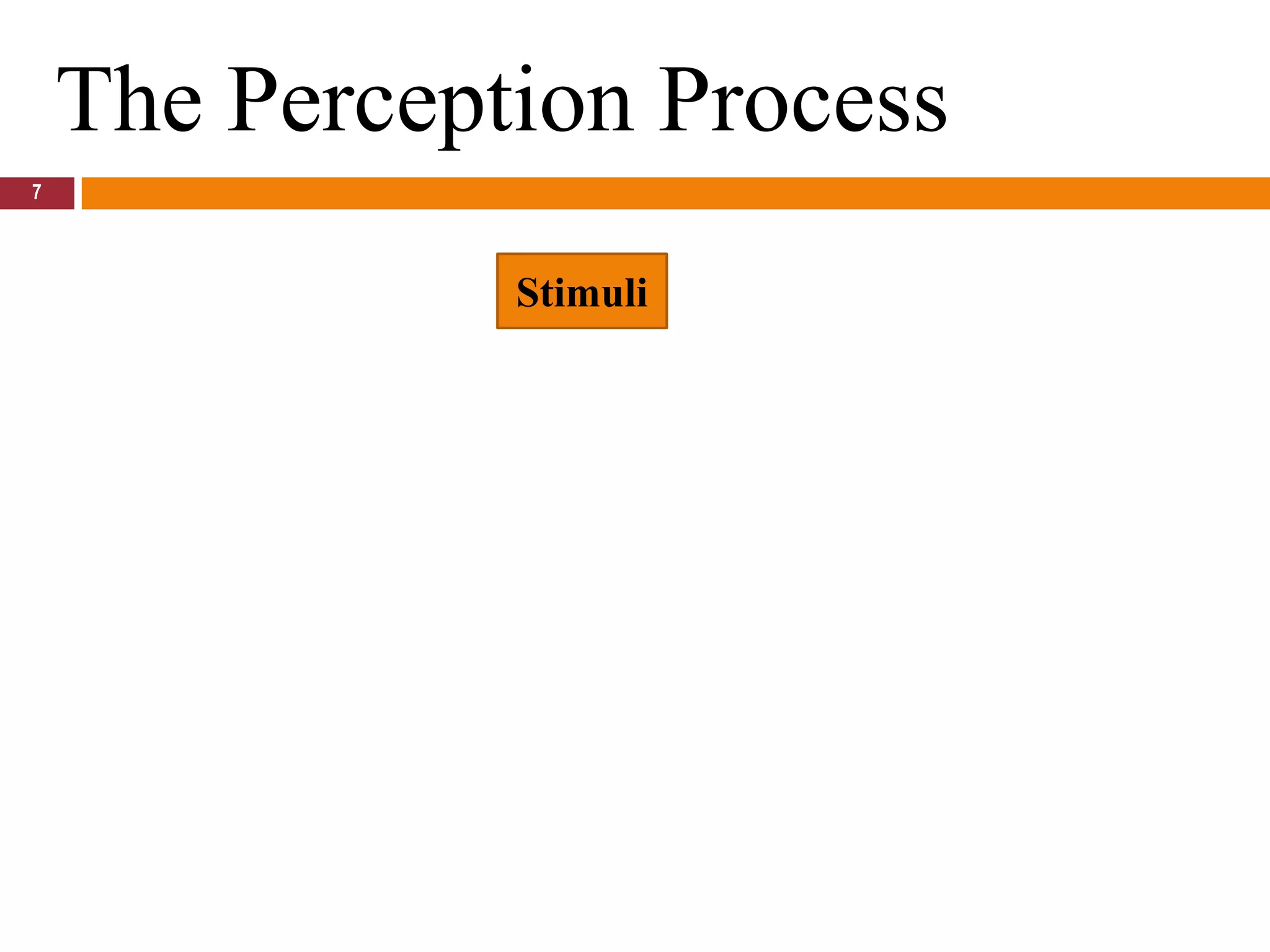 7The Perception ProcessStimuli