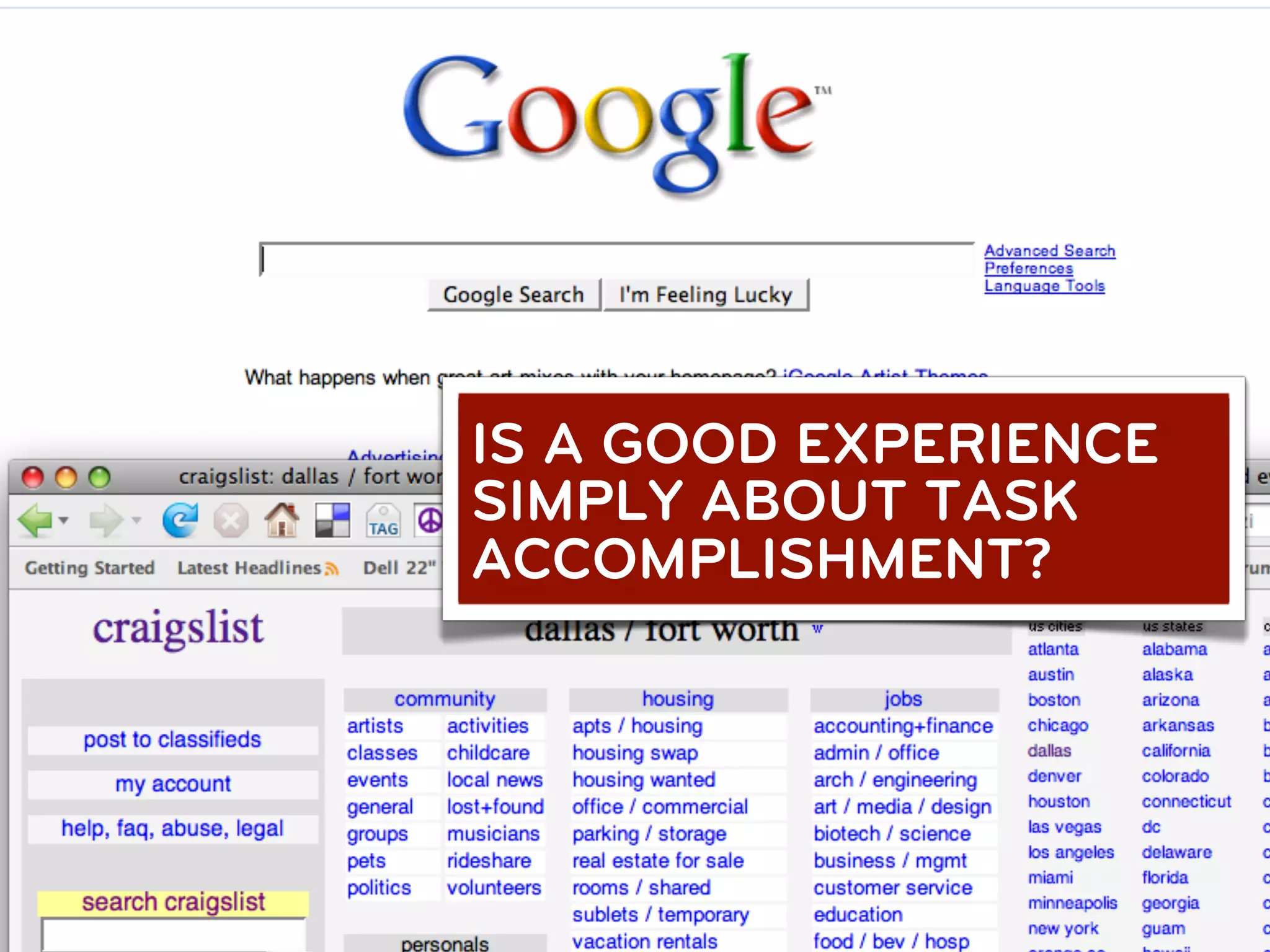 IS A GOOD EXPERIENCE
SIMPLY ABOUT TASK
ACCOMPLISHMENT?
 