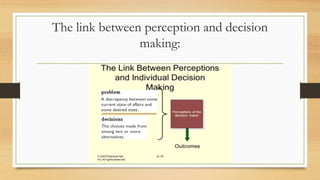 The link between perception and decision
making:
 