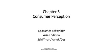 Chapter 5
Consumer Perception
Consumer Behaviour
Asian Edition
Schiffman/Kanuk/Das
Copyright © 2009
Pearson Education Asia Pte.
 