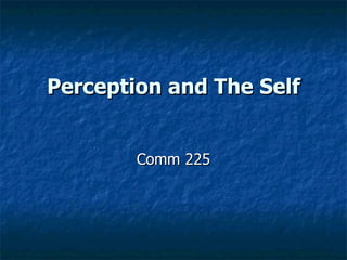 Perception and The Self Comm 225 