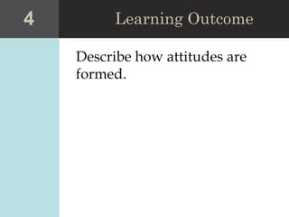 Describe how attitudes are
formed.
4 Learning Outcome
 