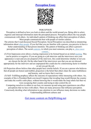 Perception Essay | PDF