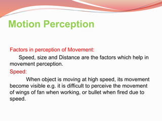 Perception of movement and time perception