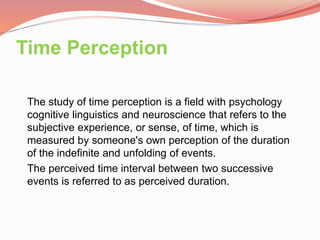 Perception of movement and time perception