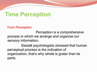 Perception of movement and time perception