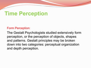 Perception of movement and time perception