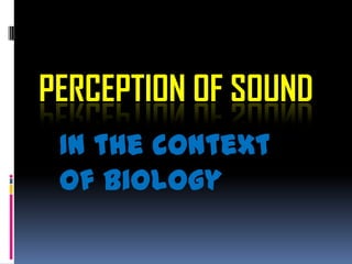 PERCEPTION OF SOUND
In the context
of Biology

 