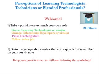 Perceptions of learning technologists - Greenwich APT Workshop 2016