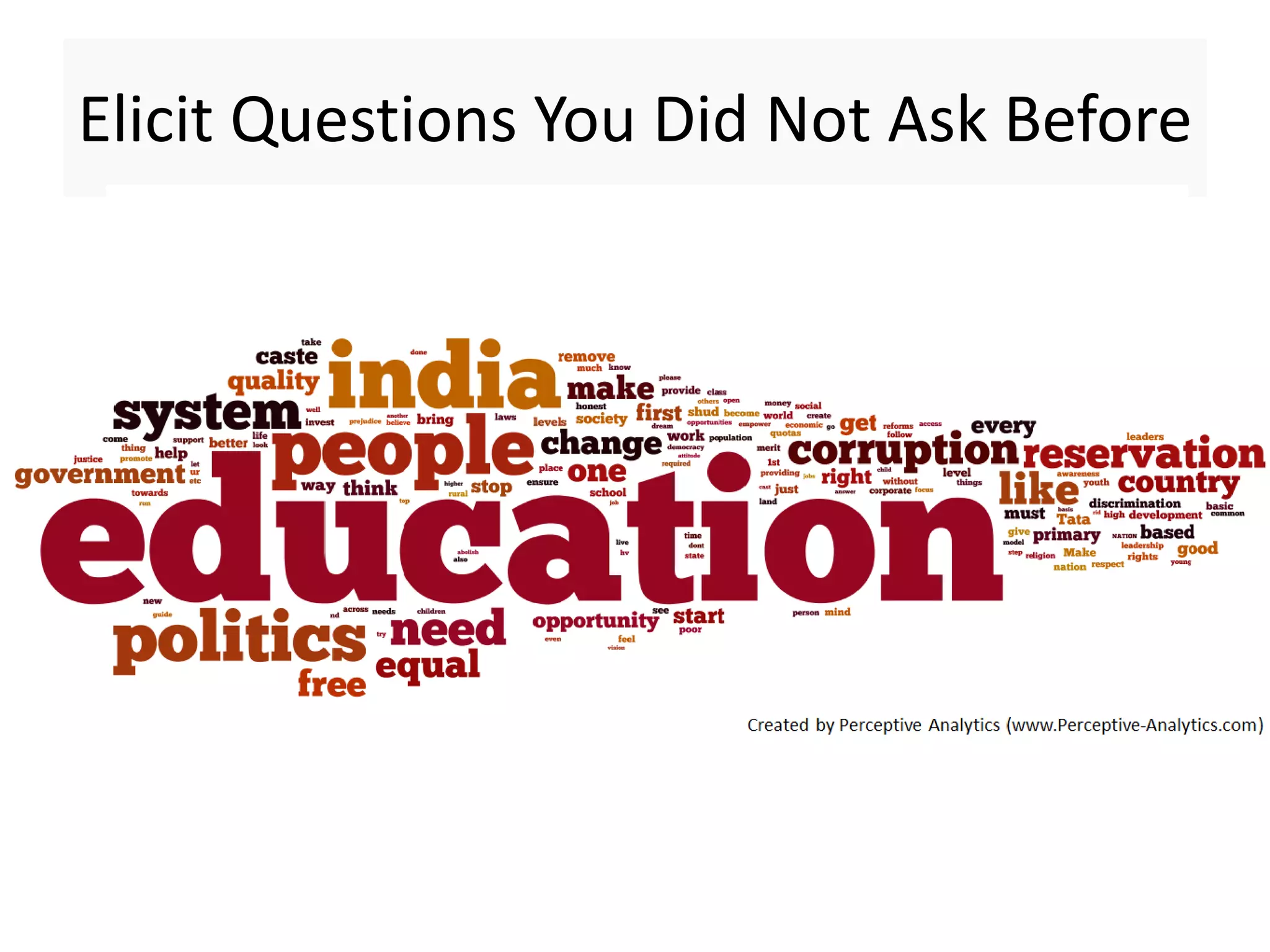 Elicit Questions You Did Not Ask Before
 