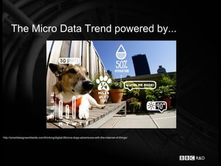 The Micro Data Trend powered by...




http://smartdesignworldwide.com/thinking/digital-life/one-dogs-adventures-with-the-internet-of-things/
 